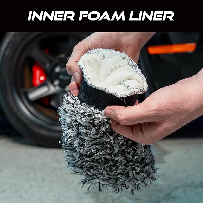 VIKING Car Wash Mitt, Premium Microfiber for Car Cleaning, Black and White, 10 inch x 8 inch, 2 Pack