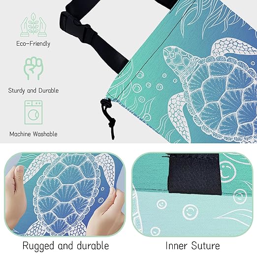 Sea Turtle Car Trash Bag,Hanging Drawstring Car Garbage Bag,Waterproof Canvas Car Back Seat Organizer with Adjustable Buckle,for Vehicles,SUVs,Camping,Road Trips