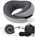 Neck Pillow for Traveling, Travel Neck Pillow for Airplanes, 100% Pure Memory Foam, 360° Support Stowable Pillows for Sleeping, Breathable & Washable Cover, Compact for Travel, Car & Office (Gray)
