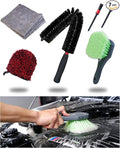 7PACK Car Engine Bay Details Cleaning Kit, Soft-bristled Engine Surface Brush,Long&Slim Bendable Brush, Edgeless Drying Towel,Finger Microfiber Applicator, Deep Cleans Engine Bay Hard to Reach Place