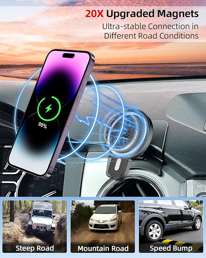 PZK Car Phone Mount for Toyota Tundra 2014 2015 2016-2020 2021 Accessories Custom Air Vent Phone Holder Compatible with Magsafe Hands Free 360° Rotation Cell Phone Automobile Cradles