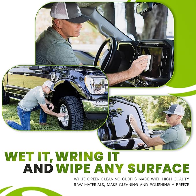 10-Pack Reusable Cleaning Cloths for Streak-Free Windows, Mirrors & All-Purpose Cleaning – Chemical-Free, Absorbent, Non-Abrasive, 16" x 16" White Cleaning Rags, Made in The USA