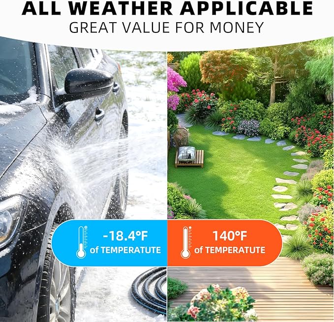 Short Garden Hose 5FT: Water Hose with Quick Connect Fittings - Flexible Lightweight Portable Leakproof Hose 5/8" - Hybrid Rubber Portable Hose for Garden, Car Washing, and Outdoor Cleaning