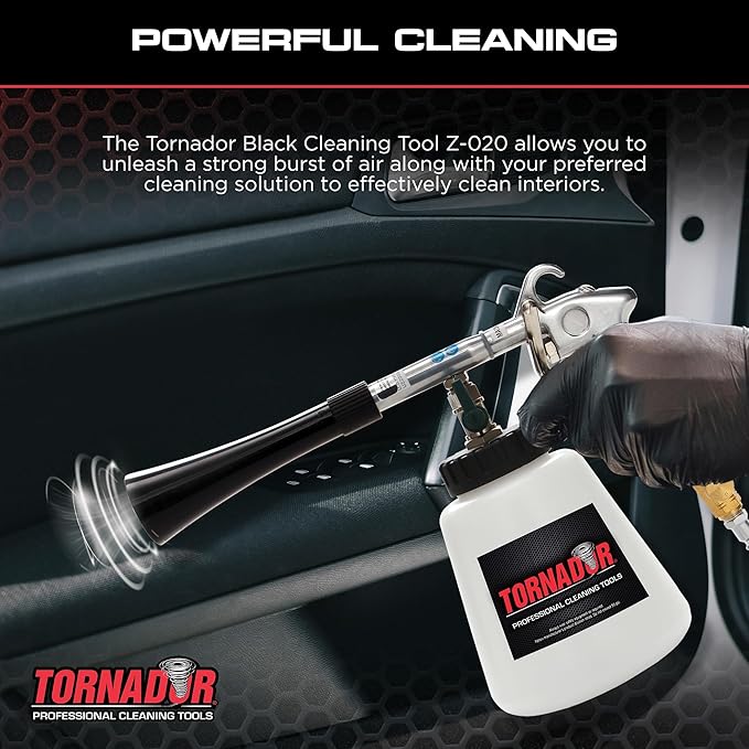 Tornador Z-010 Classic Cleaning Tool Bundle with 2oz Enzyme Cleaner | Powerful Interior & Exterior Mist Cleaning Action | Ideal for Seats, Dashboards, Rims, and Tight Areas
