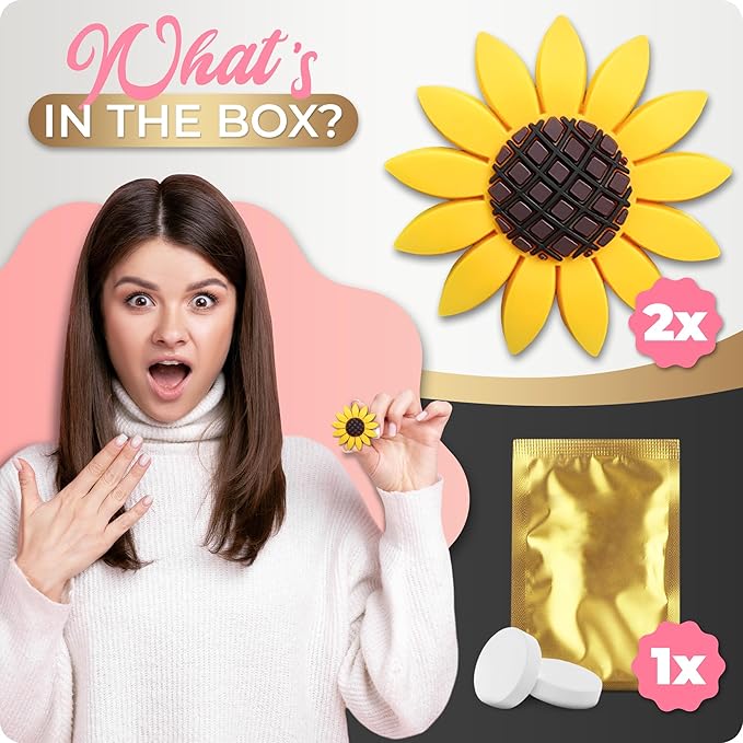 2 Pieces Sunflower Car Accessories Cute Car Air Freshener Sunflower Air Vent Clips Sunflowers Gift Decorations Girasoles Car Clip Interior Air Vent Decor