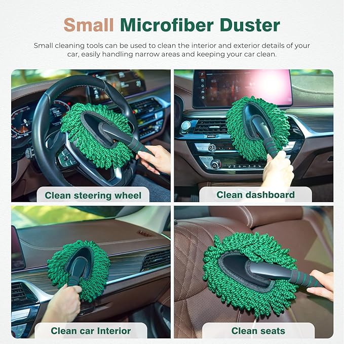 FLORICH Microfiber Car Duster Kit, Large Extendable Car Duster Exterior Scratch Free, Car Cleaning Brush Car Interior Detailing Kit, Car Cleaning Supplies for Cars RV Truck