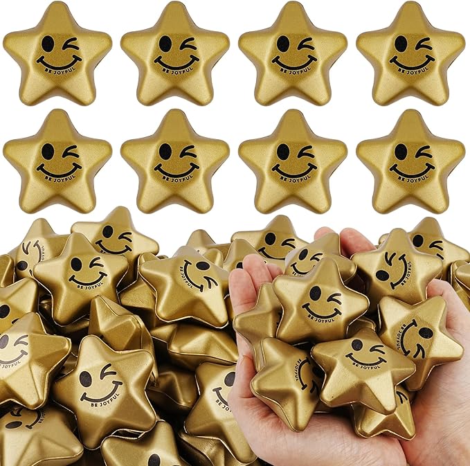100PCS Stress Balls, Star Stress Balls for Adults & Kids, Mini Foam Ball Stress Relief Toys, Fidget Anxiety & Anger Relief at Work/School/Home, Student Prizes, Perfect Party Favors