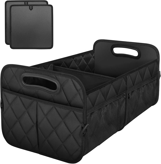 Deosk Minimalist Black Car Trunk Organizer, 50L, 6 Pockets, Foldable & Waterproof