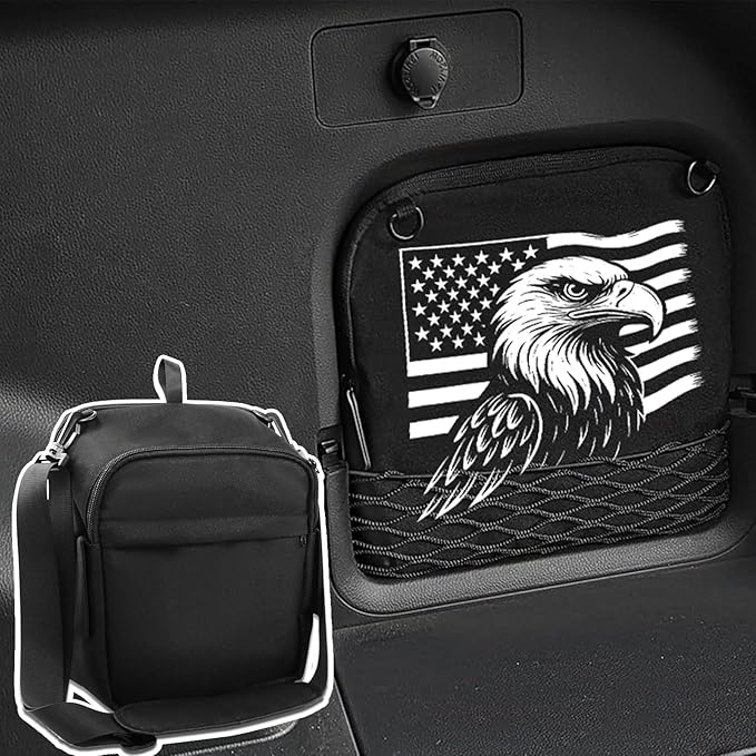 2025 RAV4 Trunk Organizer Storage Bag, Tailgate Cubby Cargo Pocket bag for Toyota RAV4 2025 2024 2023 2022 2021 2020 2019, Multi-Functional Oxford Bag Holds Car Accessories, Black, 1PC