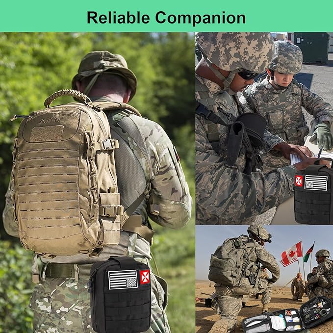 Survival Kit 256 in 1, First Aid Kit Survival Gear Tools Trauma Kit with Molle Pouch for Outdoor, Camping, Hunting, Hiking, Earthquake, Home, Office, Gifts for Men Dad Husband Women