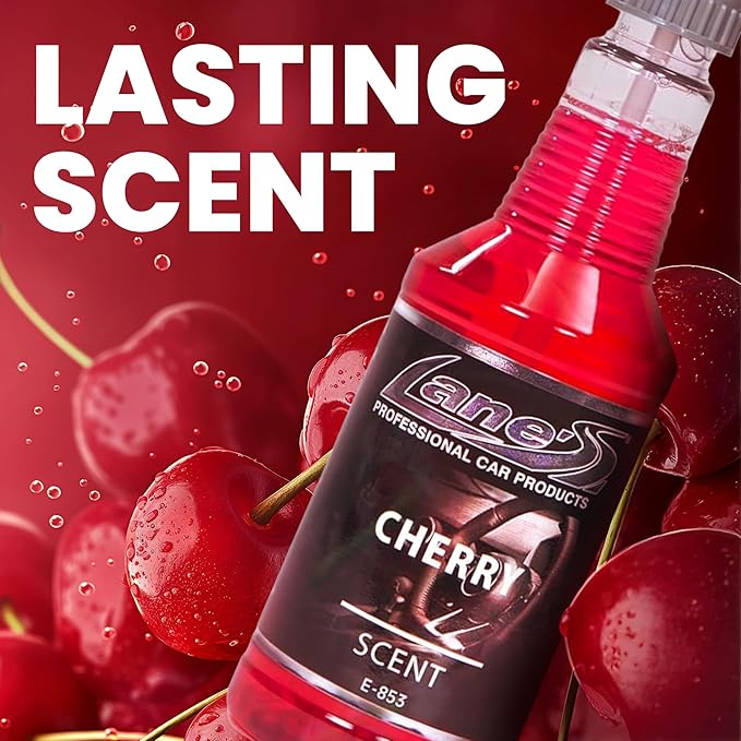 LANE’S Premium Car Air Freshener "Cherry" - 32oz Water-Based, Long-Lasting Auto Scent Spray - Food, Pet, Odor Smell Deodorizer for Cars, Trucks, SUVs' Interior Leather, Carpet, Upholstery