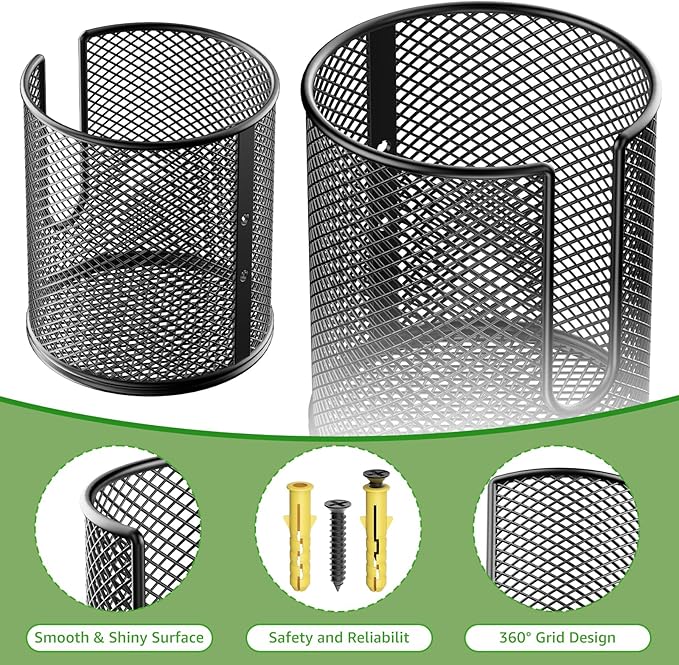 1 Pack Boat Ring Cup Holder, Universal Wall Mounted Cup Holder, Wall Mount Drink Holder for Marine, Yacht, RV, Railings, Swing, Installs on Drillable Walls Using Screws, 3.54" Inner Diameter(Black)