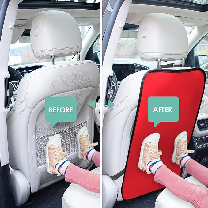 FH Group Faux Leather Back Seat Kick Protectors, Heavy Duty Car Kick Mats for Kids –2-Pack Back Seat Protector for Driver and Passenger Seat, Waterproof Protection from Dirt,Mud,Easy to Clean