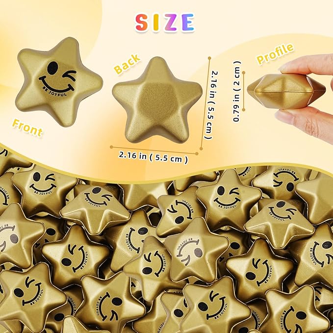 100PCS Stress Balls, Star Stress Balls for Adults & Kids, Mini Foam Ball Stress Relief Toys, Fidget Anxiety & Anger Relief at Work/School/Home, Student Prizes, Perfect Party Favors
