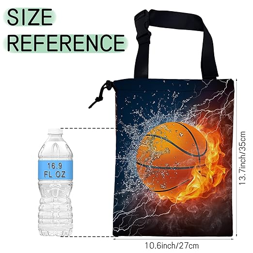 Basketball Car Trash Bag,Fire Ball Hanging Drawstring Car Garbage Bag,Waterproof Canvas Car Back Seat Organizer with Adjustable Buckle,for Vehicles,SUVs,Camping,Road Trips