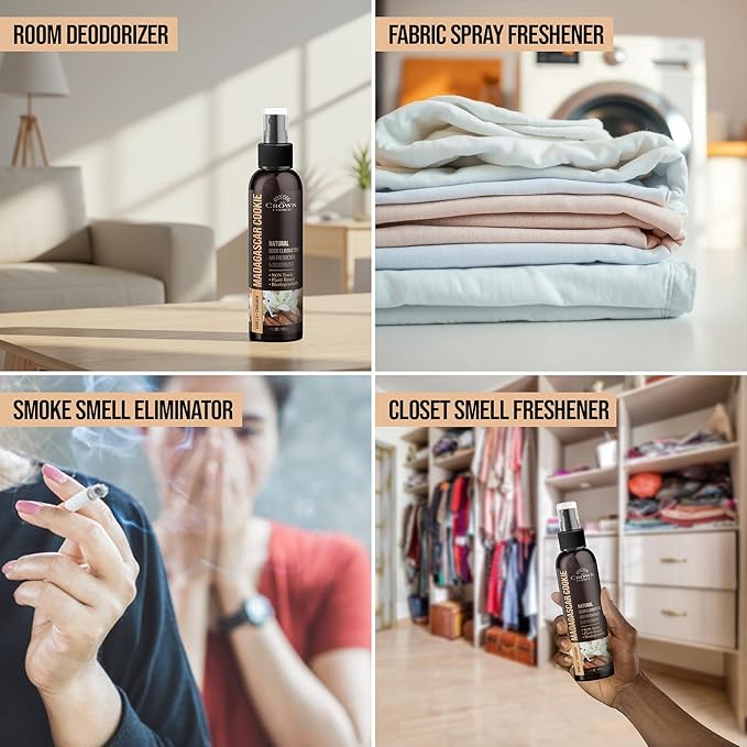 Non-Toxic Odor Eliminator, Natural Vanilla & Cinnamon Air Freshener Spray for Home, Room, Closet & Couch Deodorizer, Long Lasting Bathroom & Toilet Freshener, Safe for Kids & Pets - 4 oz Pack of 1