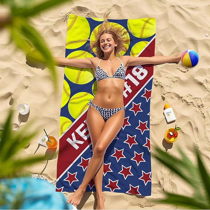 Personalized Beach Towel With Name, Custom Beach Towel with Text, Customized Microfiber Pool Towel, Quick Dry & Absorbent Swim Towel for Adult,Anniversary, Birthday, Summer Holiday,Vacation,Tennis