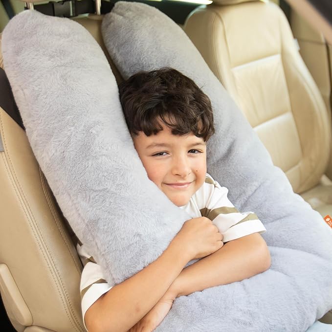 Baby Uma Car Pillow for Kids - Soft 'n Cozy U-Shaped Kids Travel Pillow, Machine Washable Cover & PP Cotton Filling, Car Seat Head Support Toddler, Neck Pillows for Travel (Gray)