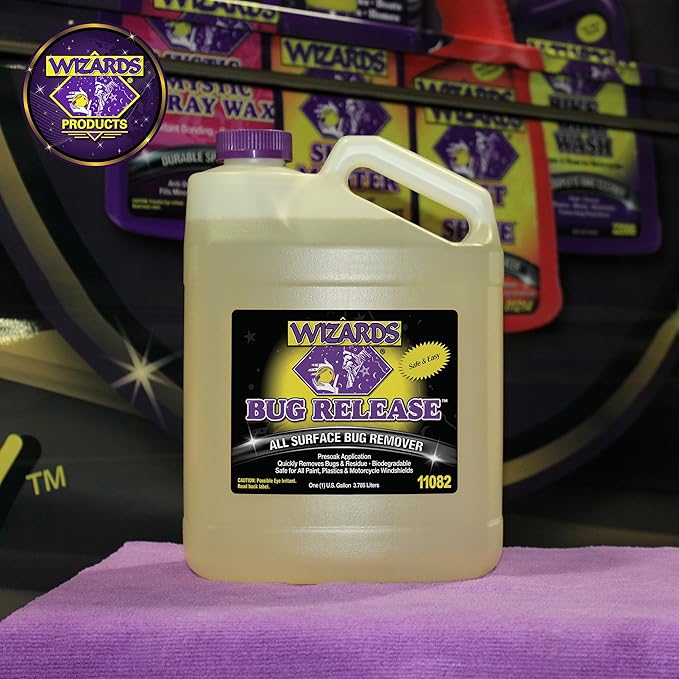 Wizards Bug Release - All Surface Bug Remover and Wash for All Vehicles - Softens and Neutralizes Acidic Bug Protein - Doubles as Spot Cleaner and Pre-Soak Car Cleaner - 1 Gallon