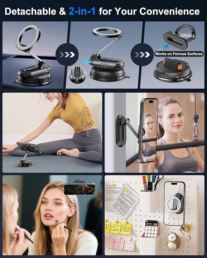2-IN-1 Car Phone Holder for Magsafe【28 Strong Magnets】Magnetic Phone Holder for Car Phone Mount【360°】Phone Holders for Your Car Accessories for Women Men for iPhone 17 Pro Max 16 15 14 13 12 Air Plus