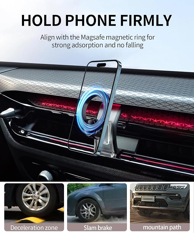 Car Phone Holder for 2025 BMW 4 Series 2025 BMW i4 Accessories, 360° Rotation Phone Mount Compatible with MagSafe, Cell Phone Holder Does Not Affect Air Vent