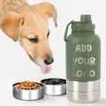 TEEAMORE Add Your Logo Water Tumbler with Bowls Personalized Stainless Steel Travel Bottle Dark Green