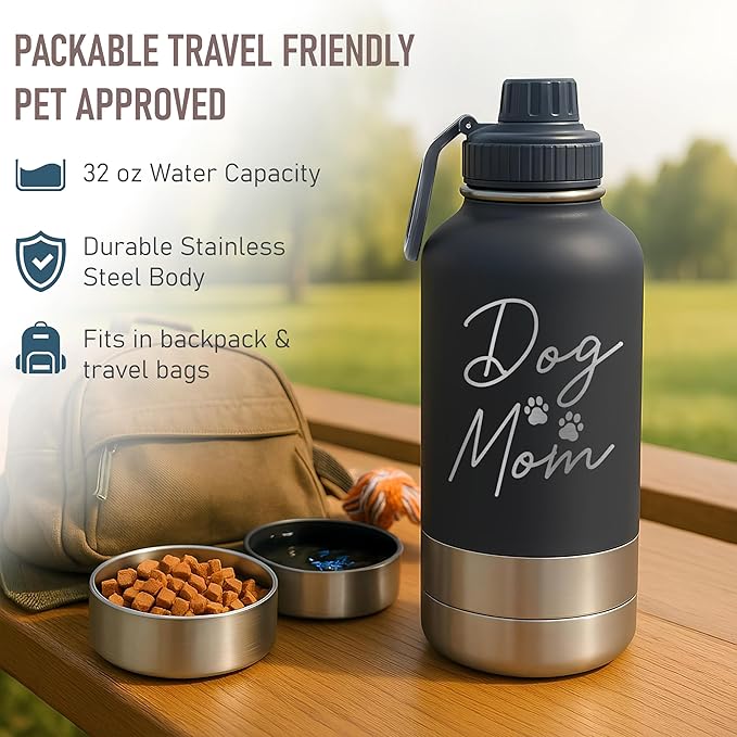 TEEAMORE Mom Water Tumbler with Bowls Personalized Stainless Steel Travel Bottle White