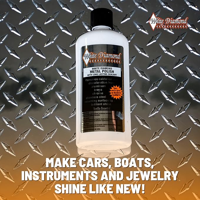 Schultz Laboratories Metal Polish with Long Lasting Sealant, 12 fl oz is a Cleaner, Polisher and protectant All in one. Removes Oxidation and Discoloration from Aluminum, Brass, Chrome and More