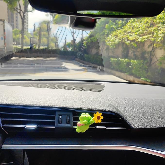 Cute Car Air Freshener for Women/Men, Pilot Car Vent Clips Creative Automotive Fragrance Air Diffuser, Outlet Flower Fan Automotive Decoration Interior Accessories (Flower Frog)