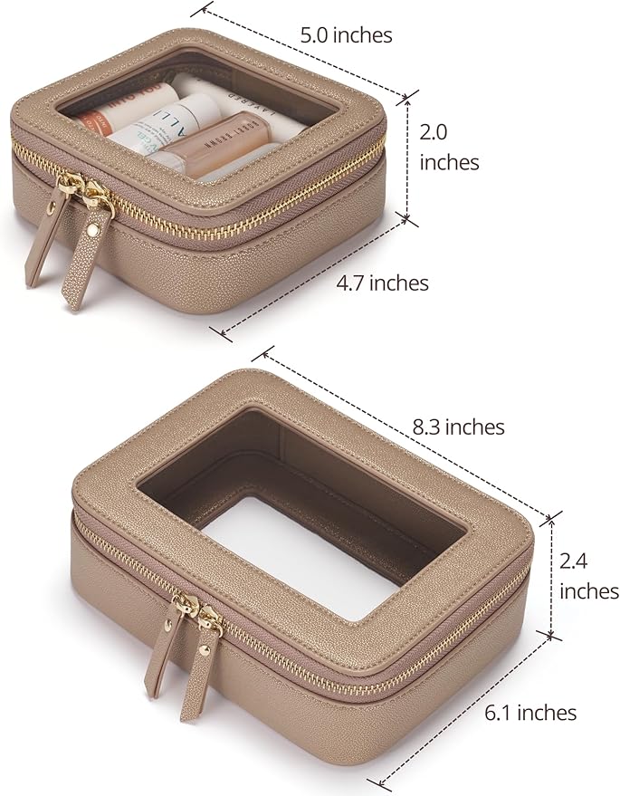 Popvibe Clear Makeup Bag Travel Cosmetic Case Transparent Toiletry Bag with Zipper, Portable Make Up Organizer Traveling Compact Car Bag for Essentials