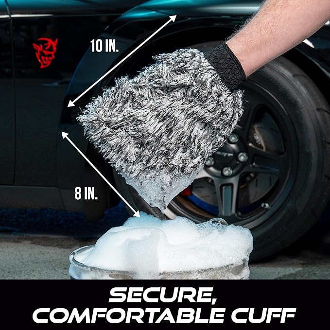 VIKING Car Wash Mitt, Premium Microfiber for Car Cleaning, Black and White, 10 inch x 8 inch, 2 Pack