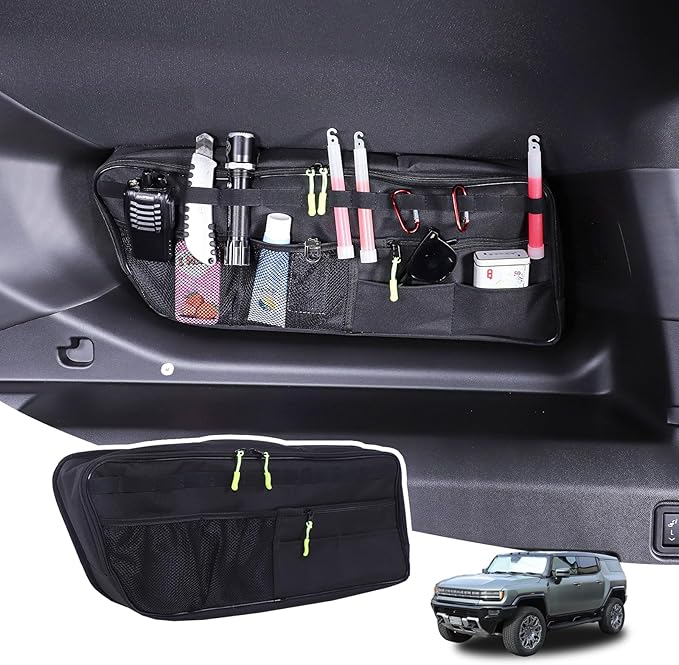 Car Trunk Organizer Storage Cargo for Hummer EV SUV Accessories Large Capacity Stable Foldable Multi-Function Trunk Side Window Luggage Storage Bag Rear Trunk Organizer for 2024 2025 2026 (Right)