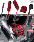 Metal Free Microfiber Wheel Brush Kit- Microfiber Angled Wheel Brush, Long Handle Wheel Brush, Tire& Detailing Brush, Wheel Wash Mitt. Hands-On Wheel Detailing Kit for Daily Wheel Cleaning