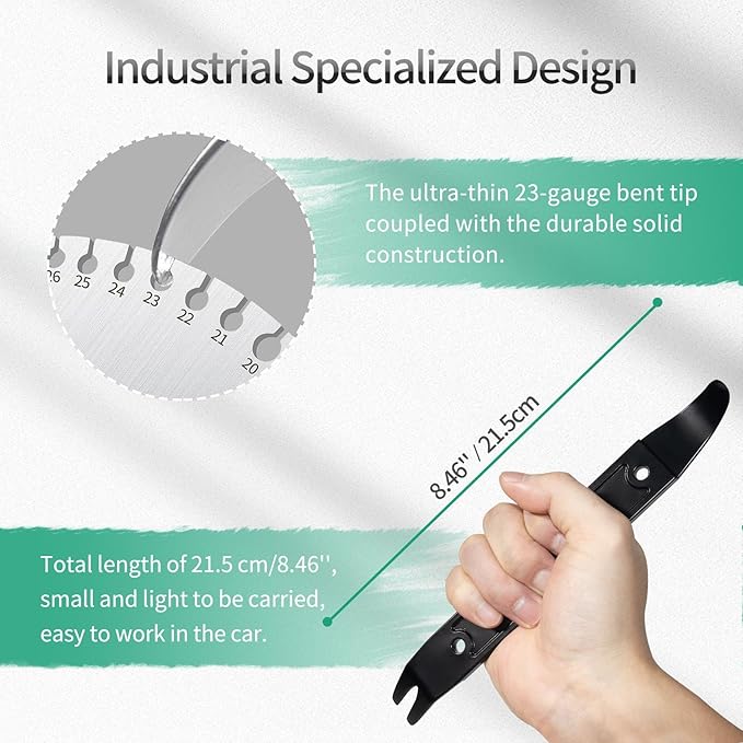 4140 Steel Durable Pay Bar,Multi-Function Trim Removal Tool for Compact Panel,Auto Trim Interior,Sheet Metal,Fasteners,Also for Bumper Retainer Clips-2PCS Black