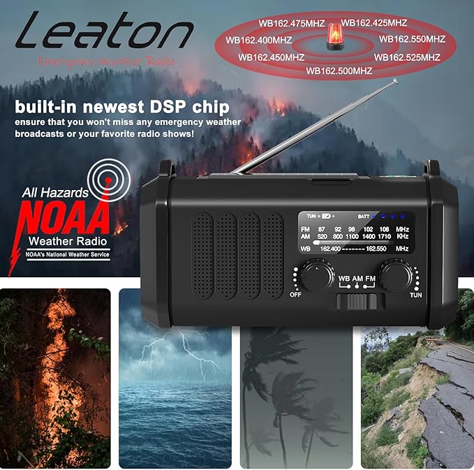 Gifts for Men Husband Dad Valentines Day, Emergency Hand Crank NOAA Weather Radio with Solar Charging 20000mAh Battery Built-in Flashlight, Reading Light & SOS Alarm for Anniversary Birthday Gifts