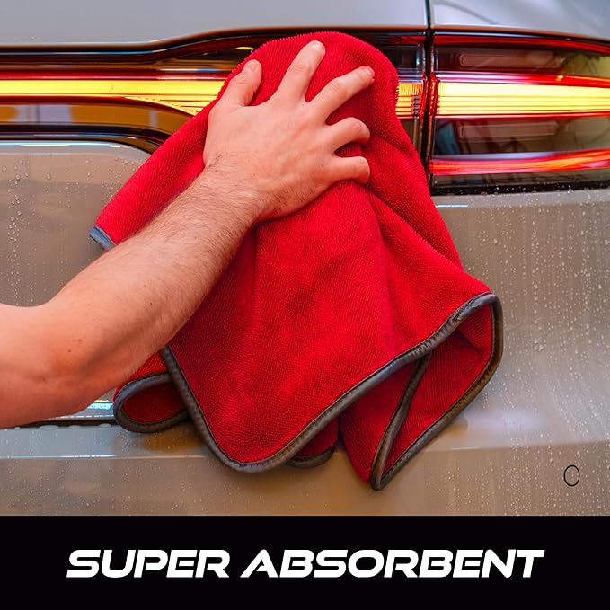 VIKING Microfiber Towel, Premium Car Drying Towel, Twisted Loop, Soft and Super Absorbent, Thick 1000gsm for Car Detailing Kit, Red, 24 Inch x 24 Inch, 1 Pack