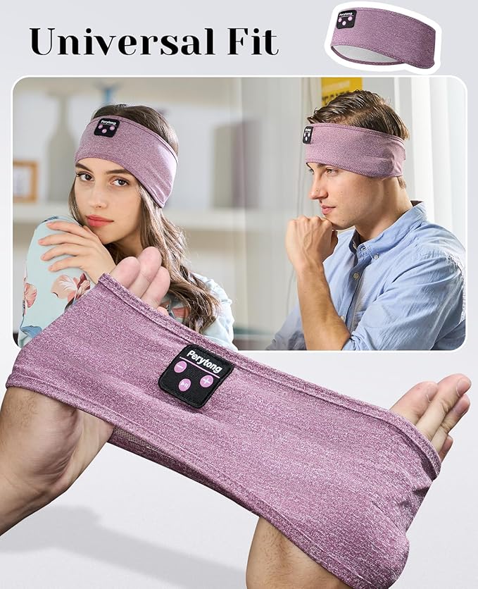 Perytong Sleep Headphones Wireless, Bluetooth Sports Headband Headphones with Ultra-Thin HD Stereo Speakers Perfect for Sleeping,Workout,Jogging,Yoga,Insomnia, Air Travel, Meditation (Purple)
