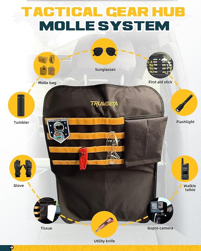 Seat Back Protector | Tactical MOLLE Panel Organizer | Universal Waterproof Back Cover for Compact SUVs/Trucks