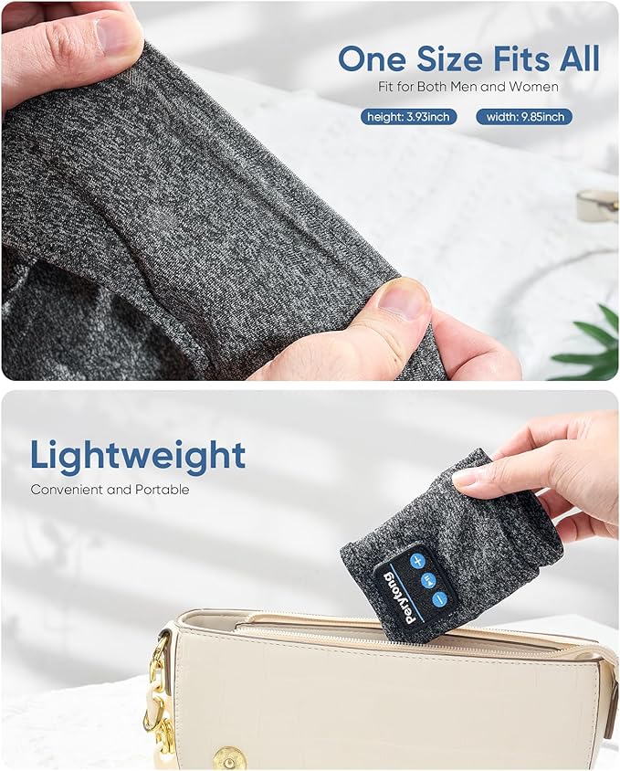 Perytong Sleep Headphones Wireless, Bluetooth Sports Headband Headphones with Ultra-Thin HD Stereo Speakers Perfect for Sleeping,Workout,Jogging,Yoga,Insomnia, Air Travel, Meditation (Charcoal Grey)