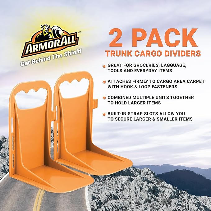 Armor All Trunk Cargo Blocks, 2 Pack of Cargo Dividers, Hook & Loop Trunk Organizer Blocks to Hold Cargo in Place for Cars, Trucks, SUVs, Vans, Cargo Containment System, Trunk Dividers (2 Pieces)