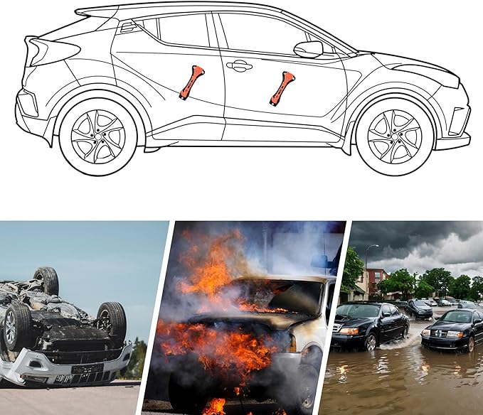 Car Safety Hammer Set of 2, Auto Car Escape Tool, Car Window Glass Hammer Breaker and Seat Belt Cutter Escape 2-in-1 Tool, for Family Rescue and Auto Traffic Accident Emergency Escape