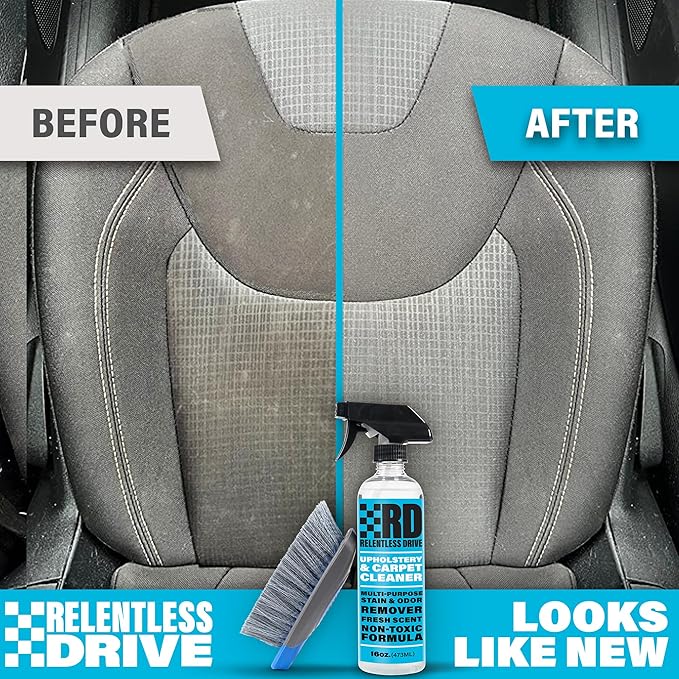 Car Interior Carpet & Upholstery Seat Cleaner — Safe for All Cars — for Carpets, Seats, Floor Mats, Home, Office & More — 16oz Cleaner Kit