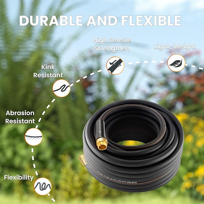 Giraffe Tools Garden Hose 100ft x 5/8", Water Hose Heavy Duty, Lightweight, Flexible Hybrid Hose with Swivel Handle, Male to Female Fittings
