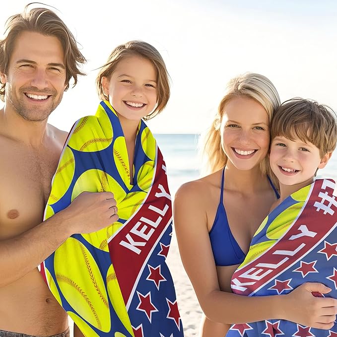 Personalized Beach Towel With Name, Custom Beach Towel with Text, Customized Microfiber Pool Towel, Quick Dry & Absorbent Swim Towel for Adult,Anniversary, Birthday, Summer Holiday,Vacation,Tennis