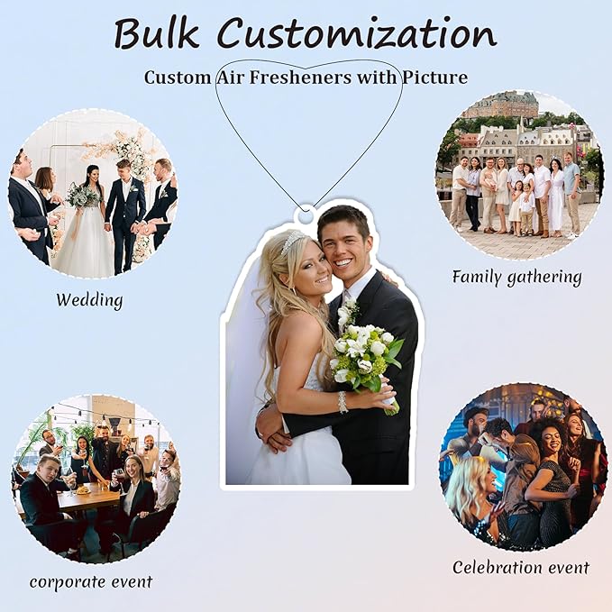 10-1000Pcs Custom LOGO Air Fresheners, Customized Bulk Car Air Freshener, Personalized Photo Company Text LOGO Air Fresheners Brand Wedding Gifts (Crop)