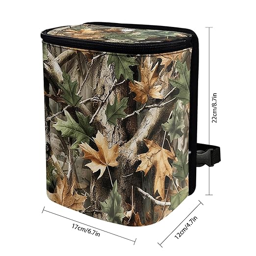 Camouflage Hunting Forest Car Trash Can with Adjustable Straps Car Trash Bin Auto Garbage Can Multipurpose Storage Box for Vehicle Travel Camping Picnicing