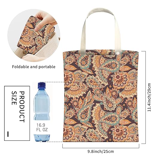 Cute Car Trash Can, Hanging Canvas Car Back Seat Organizer and Storage Bag, Funny Car Trash Bag for Travelling, Outdoor Boho Paisley Flower