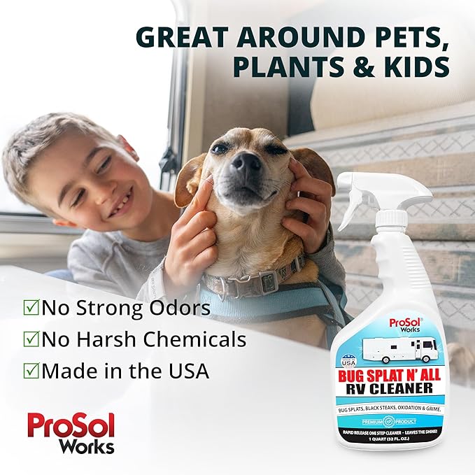 Bug Splat N' All RV Cleaner 32 fl oz - RV Car Wash Kit for Bug Guts, Road Grime, Bird Dropping Cleaner, Oxidation Remover & More - RV Wash for a Streak-Free Shine - Safe on All Surfaces