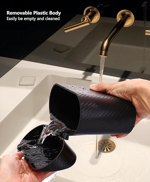 Ginsco Mini Car Trash Can with Lid, Small Car Garbage Can, Cute Leakproof ABS Car Trash Bin, Car Accessories for Interior, Garbage Bin for Car, Home, Office with 120pcs Trash Bags Carbon Fibre