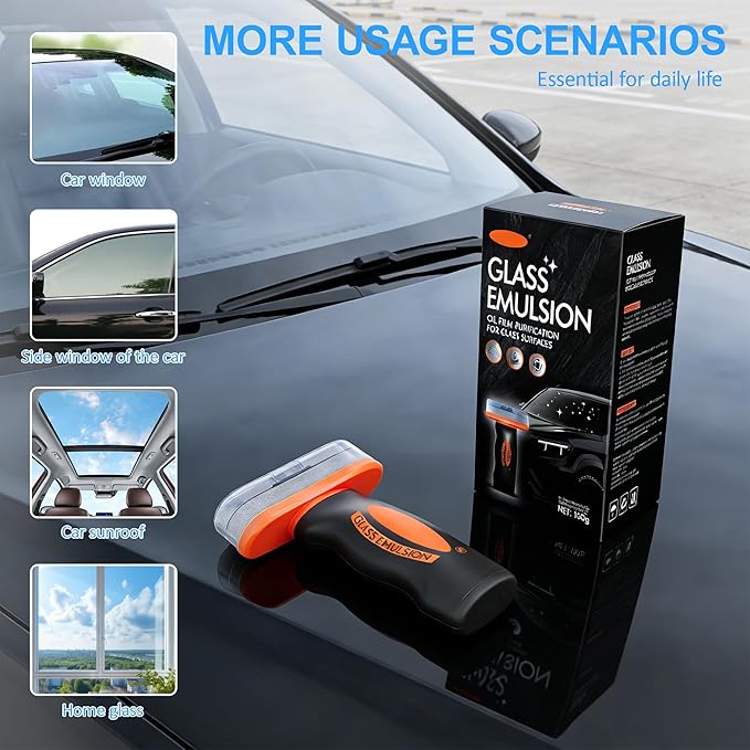 2026 New Handheld Glass Oil-Film Remover, Glass Emulsion Cleaner Cleaning Board, Automotive Oil Film Cleaning Brush for Car Windows (2 Pcs)